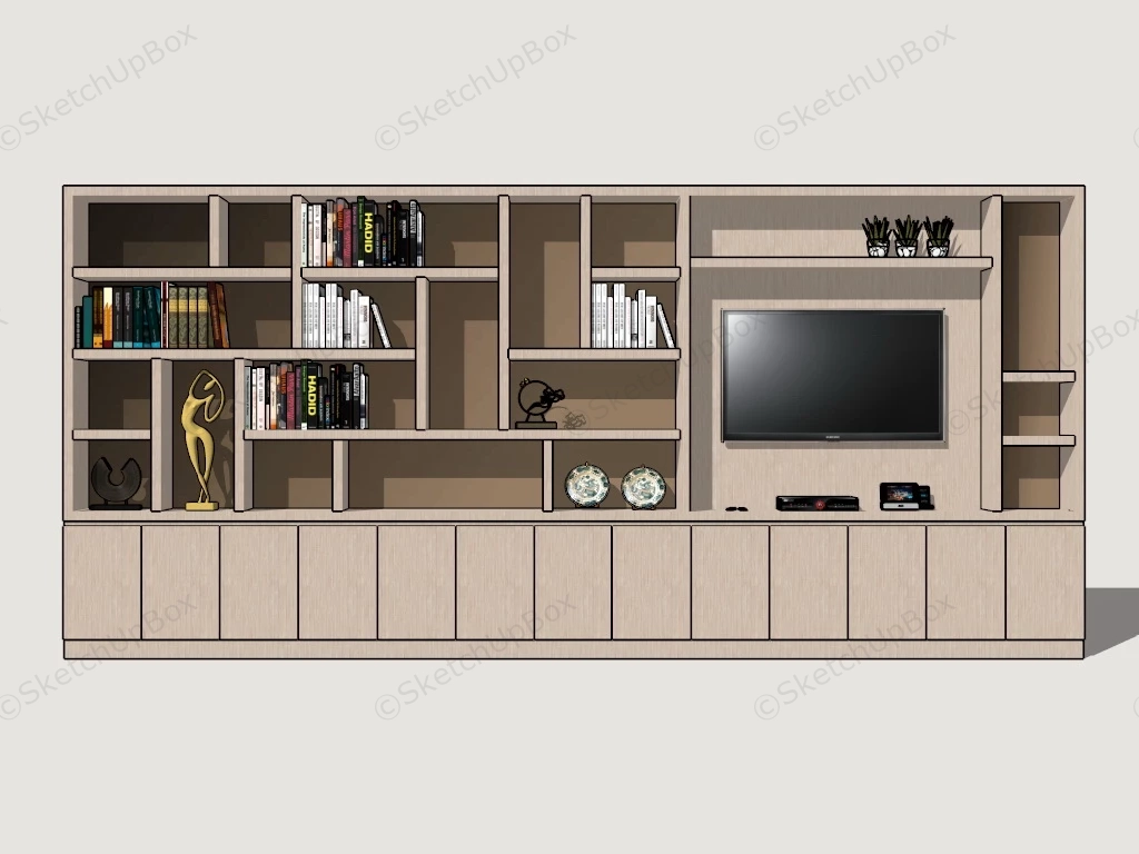 Tv Cabinet And Wall Units sketchup model preview - SketchupBox