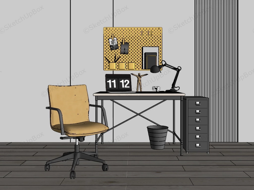 Industrial Style Home Office Desk sketchup model preview - SketchupBox