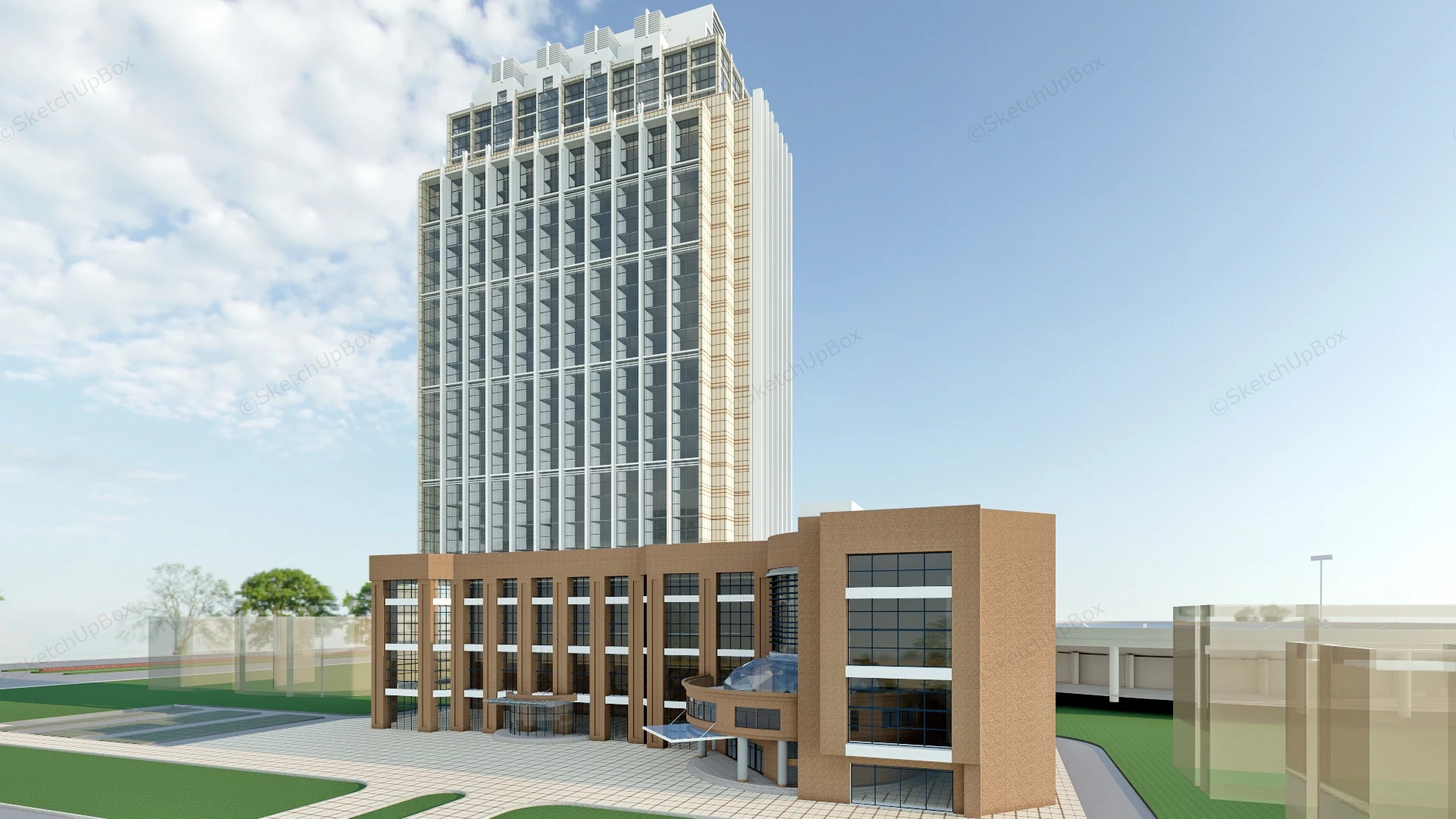 Modern High Rise Office Building sketchup model preview - SketchupBox