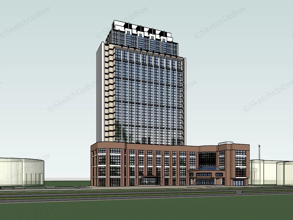 Modern High Rise Office Building sketchup model preview - SketchupBox