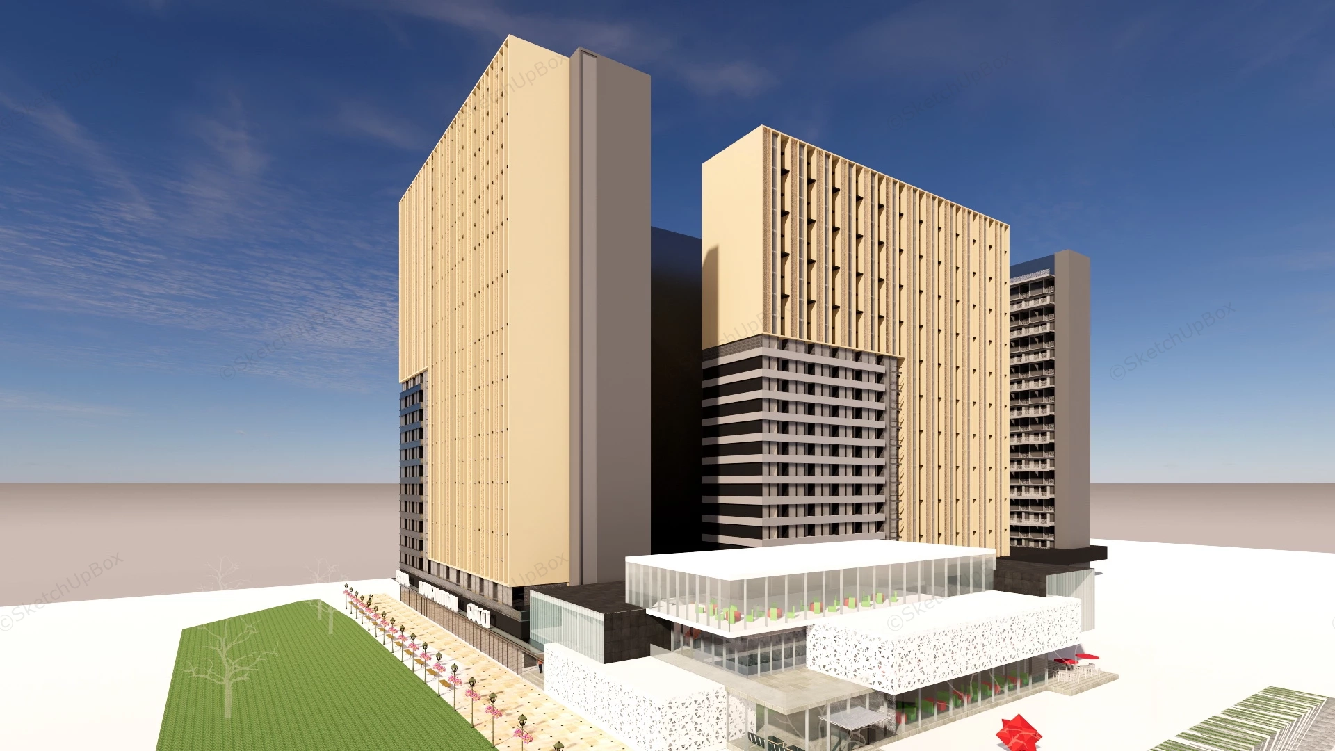 Commercial And Office Complex sketchup model preview - SketchupBox