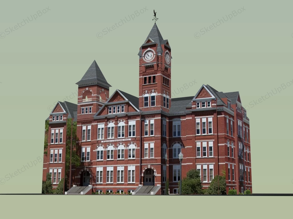 Samford Hall Auburn University sketchup model preview - SketchupBox