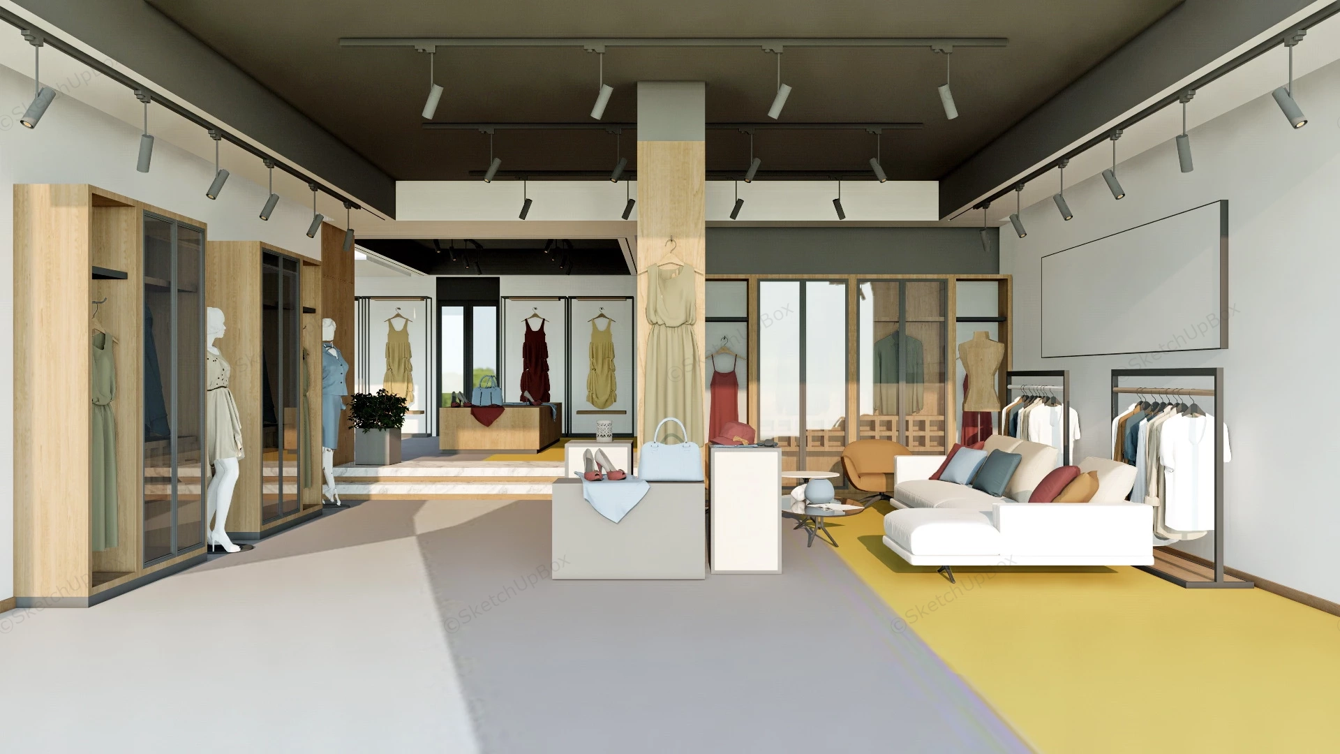 Modern Clothing Store Interior Design sketchup model preview - SketchupBox