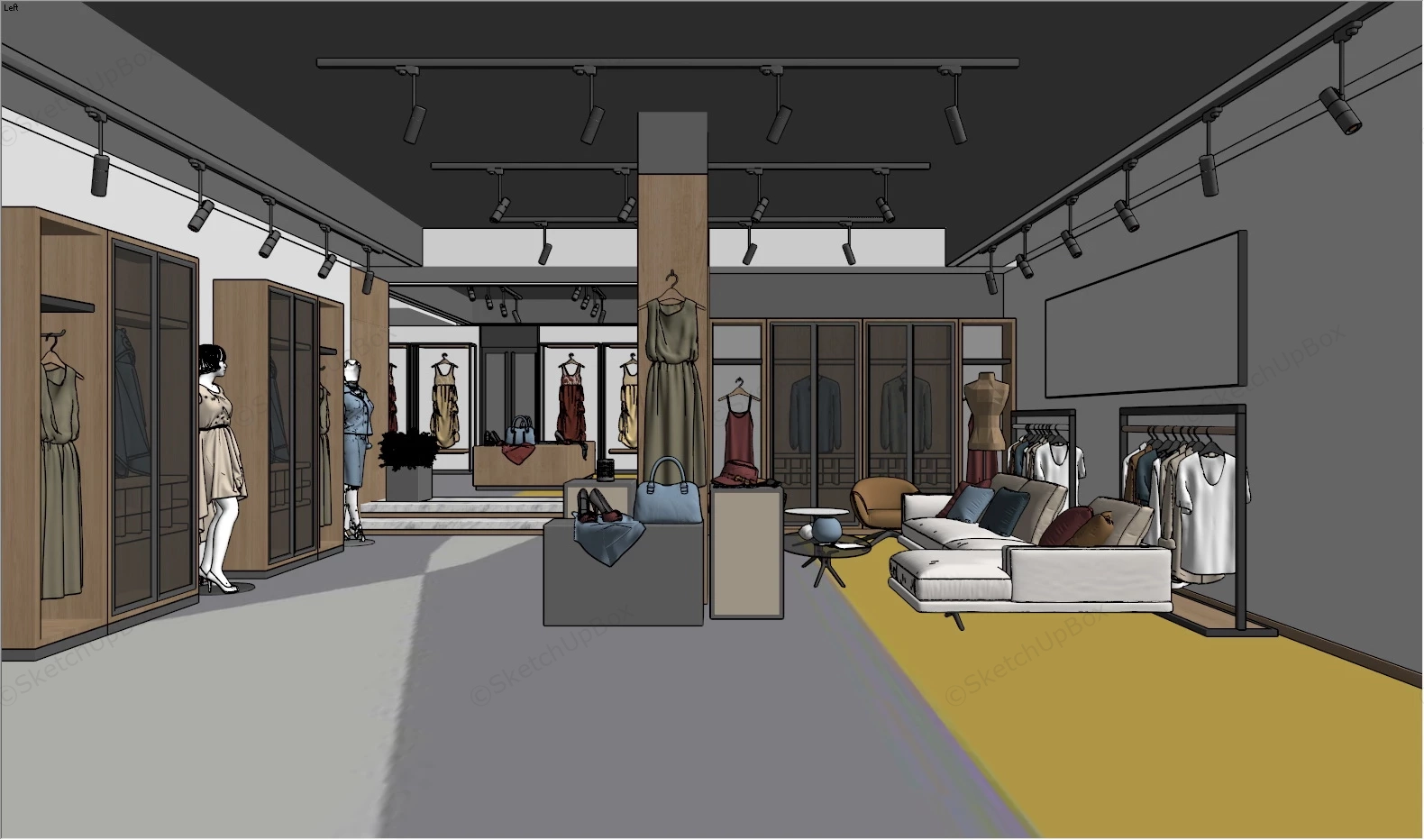 Modern Clothing Store Interior Design sketchup model preview - SketchupBox