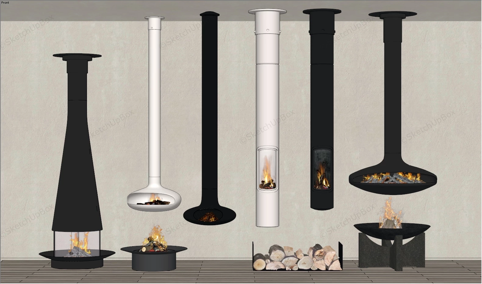 Ceiling Mounted Fireplaces sketchup model preview - SketchupBox