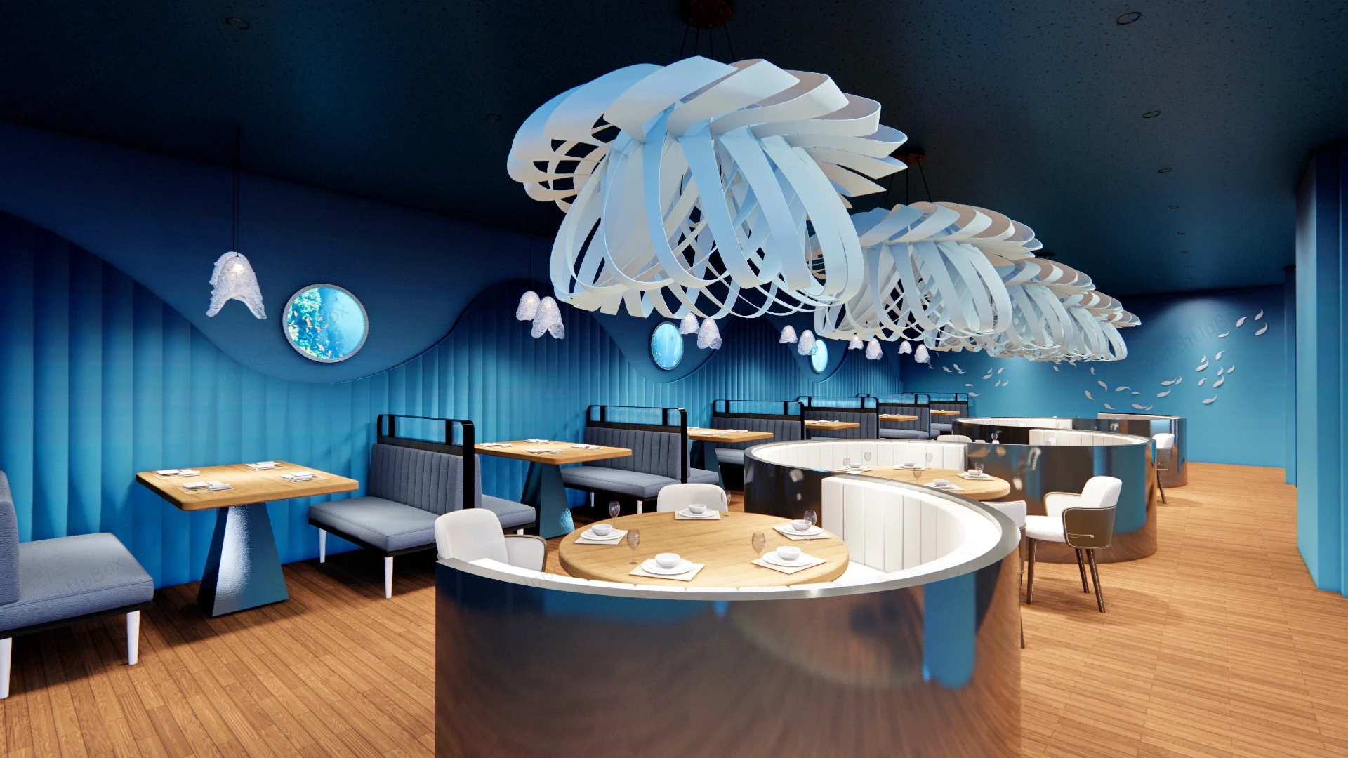 Ocean Themed Restaurant Design sketchup model preview - SketchupBox