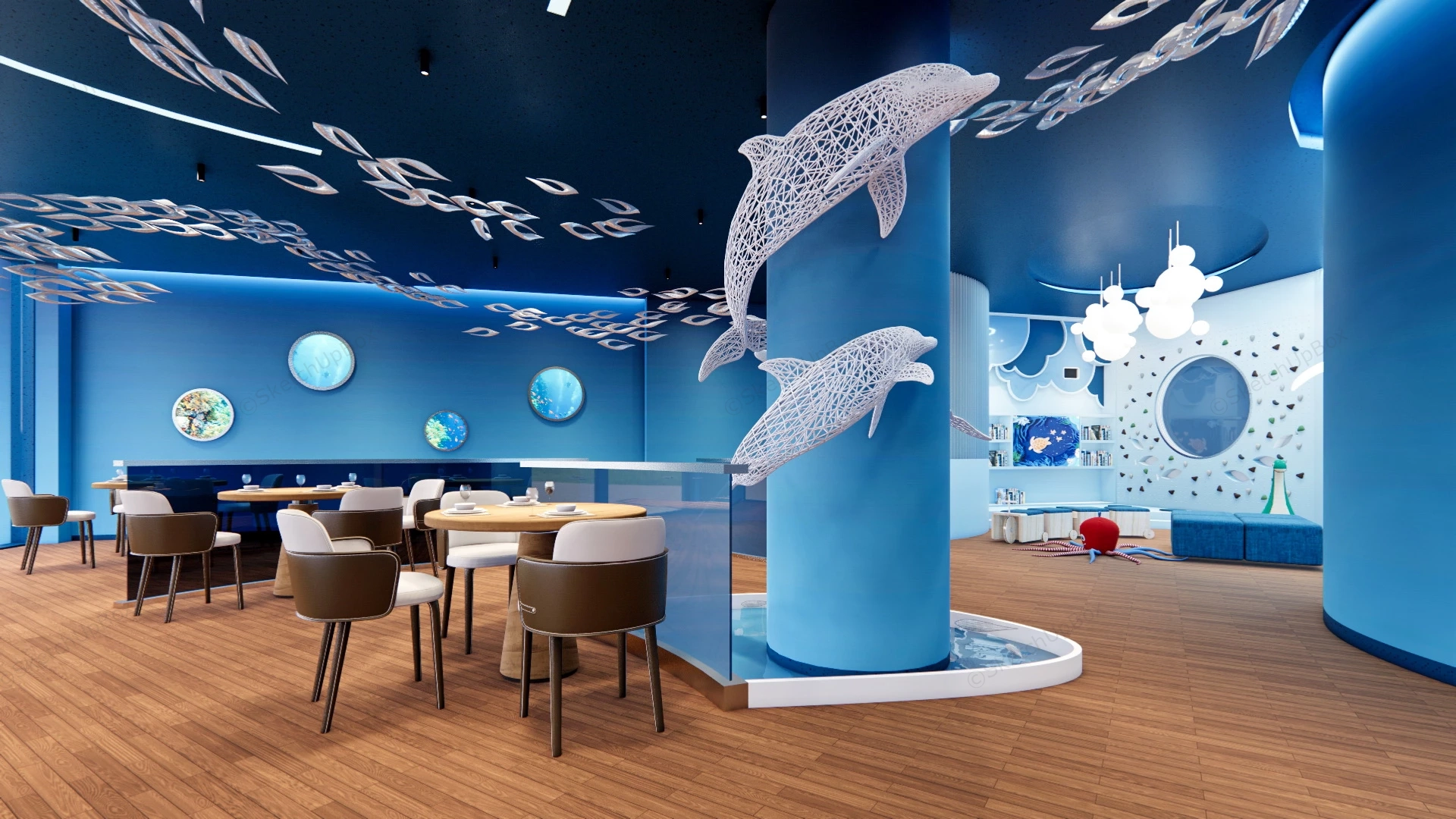 Ocean Themed Restaurant Design sketchup model preview - SketchupBox