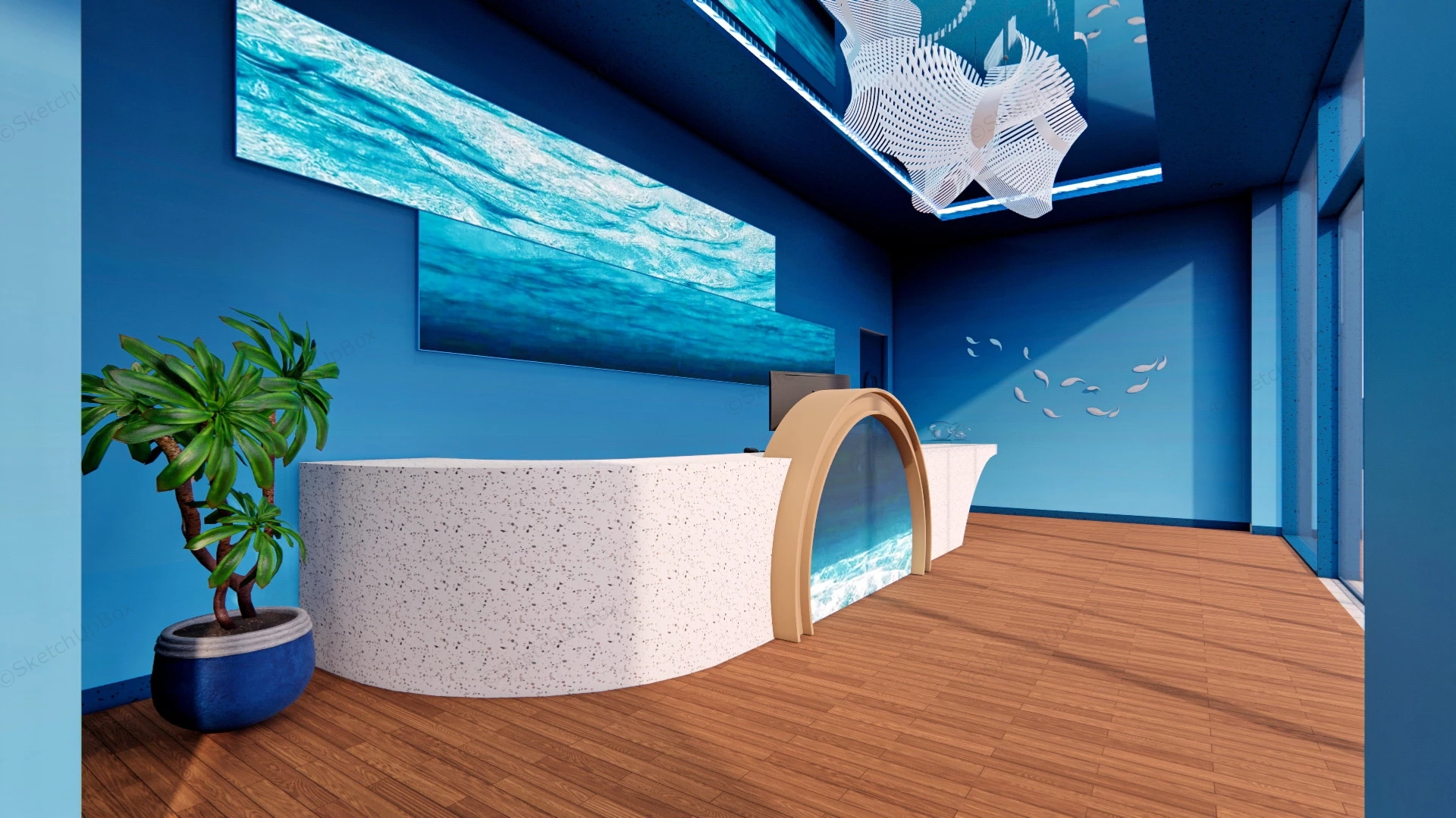 Ocean Themed Restaurant Design sketchup model preview - SketchupBox