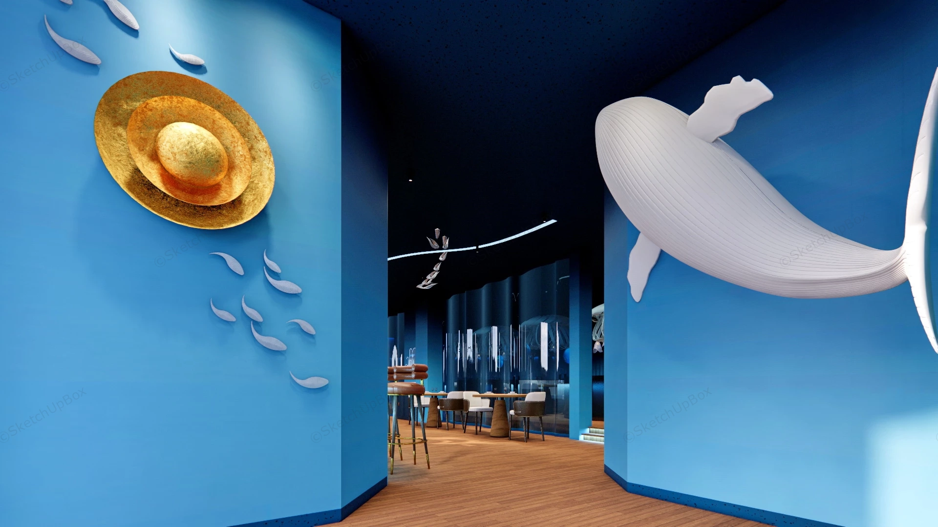 Ocean Themed Restaurant Design sketchup model preview - SketchupBox