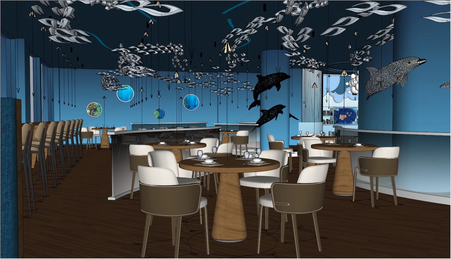 Ocean Themed Restaurant Design sketchup model preview - SketchupBox