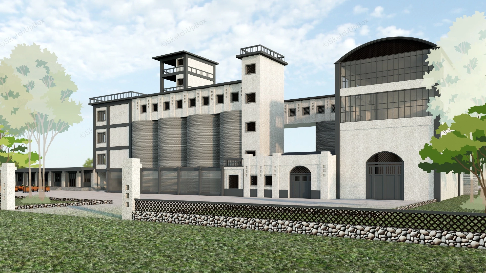 Modern Cement Plant sketchup model preview - SketchupBox