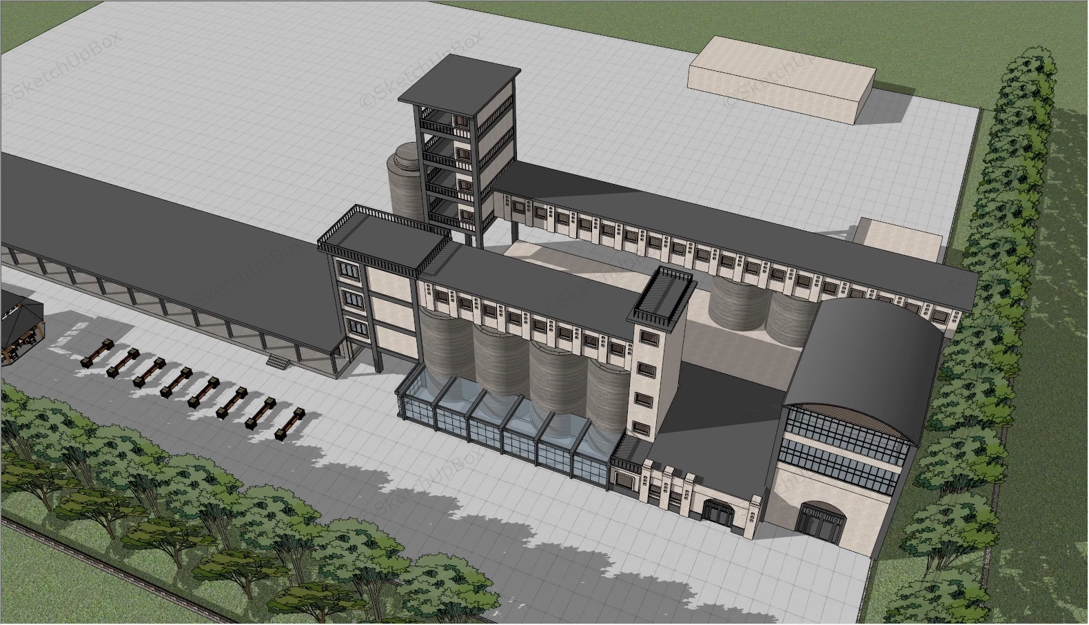 Modern Cement Plant sketchup model preview - SketchupBox