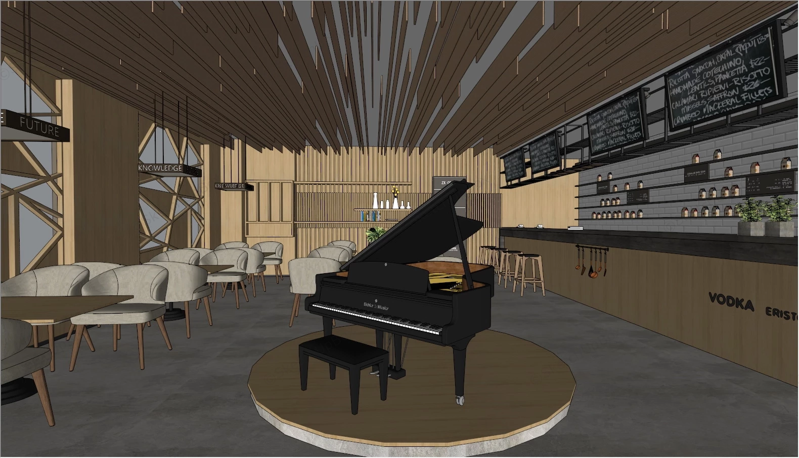 Coffee Shop Interior Design sketchup model preview - SketchupBox