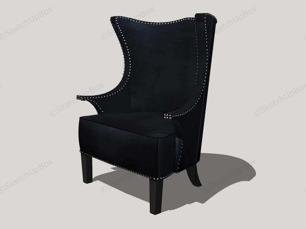 Black Wing Back Chair sketchup model preview - SketchupBox