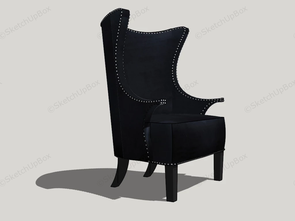 Black Wing Back Chair sketchup model preview - SketchupBox