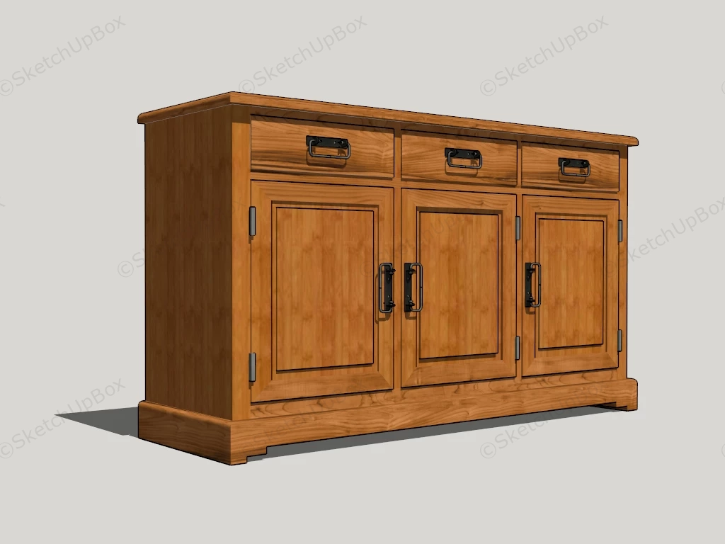 Classic Wood Sideboard sketchup model preview - SketchupBox