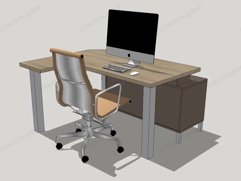 L Shaped Corner Computer Desk sketchup model preview - SketchupBox