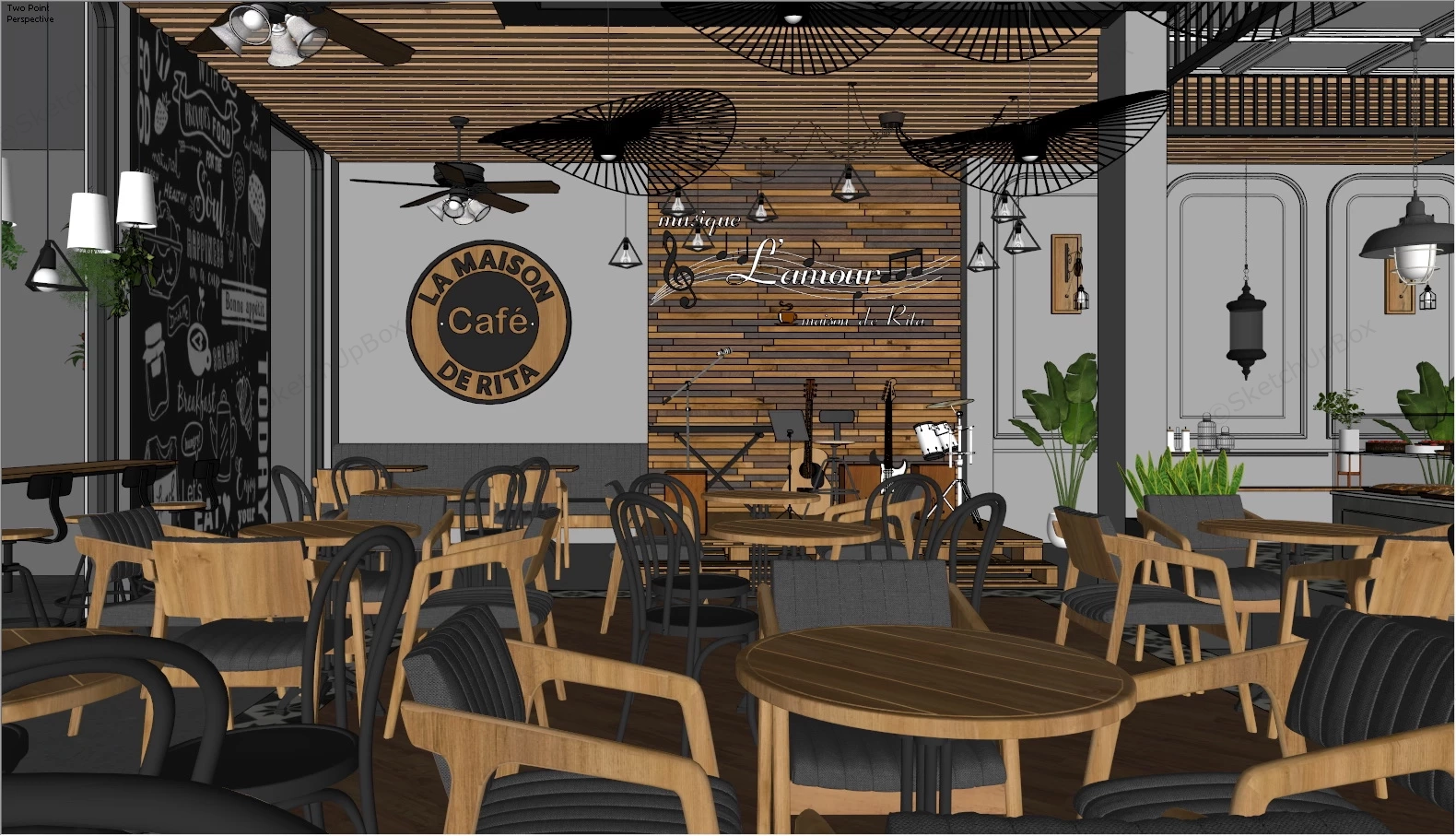 Relaxing Coffee Shop Design sketchup model preview - SketchupBox