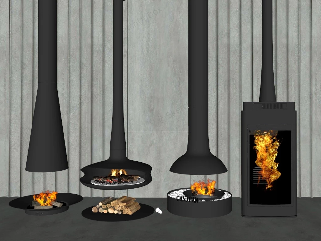 Modern Hanging Fireplaces sketchup model preview - SketchupBox