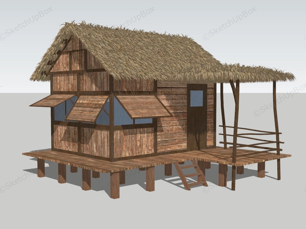 Thatched Roof Shed sketchup model preview - SketchupBox