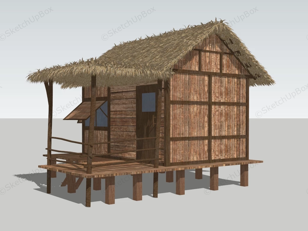 Thatched Roof Shed sketchup model preview - SketchupBox