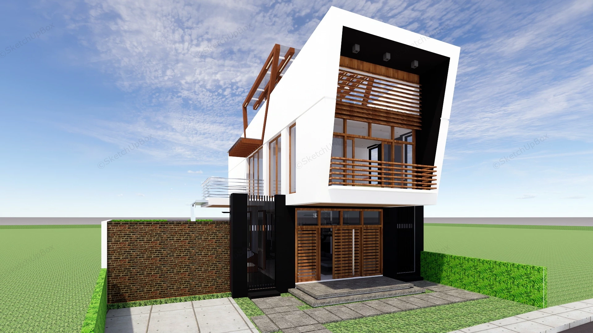 Small Contemporary House Design sketchup model preview - SketchupBox