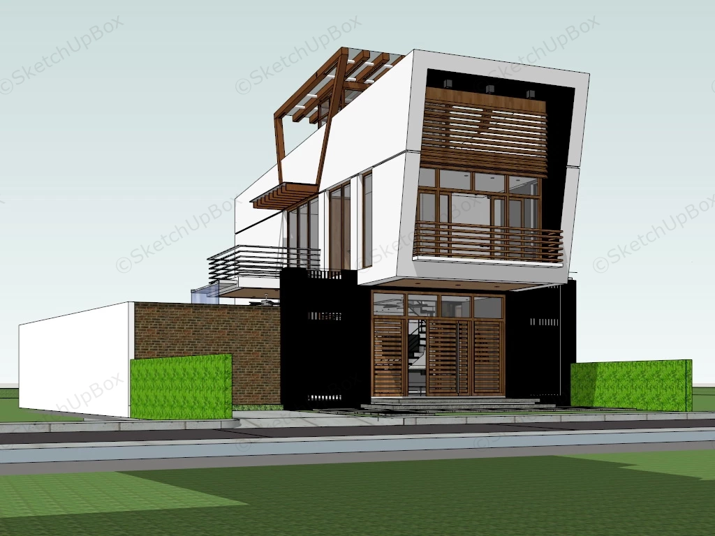 Small Contemporary House Design sketchup model preview - SketchupBox