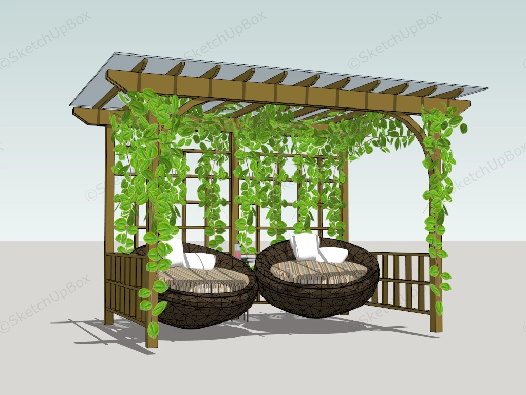 Backyard Gazebo And Chairs sketchup model preview - SketchupBox