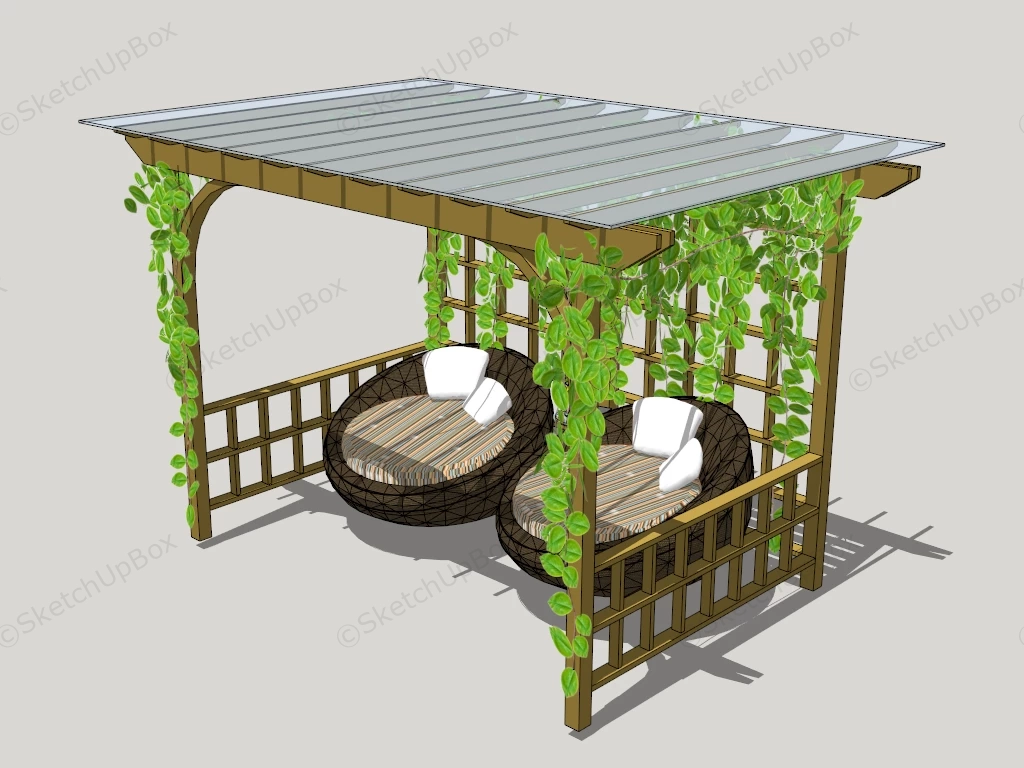 Backyard Gazebo And Chairs sketchup model preview - SketchupBox