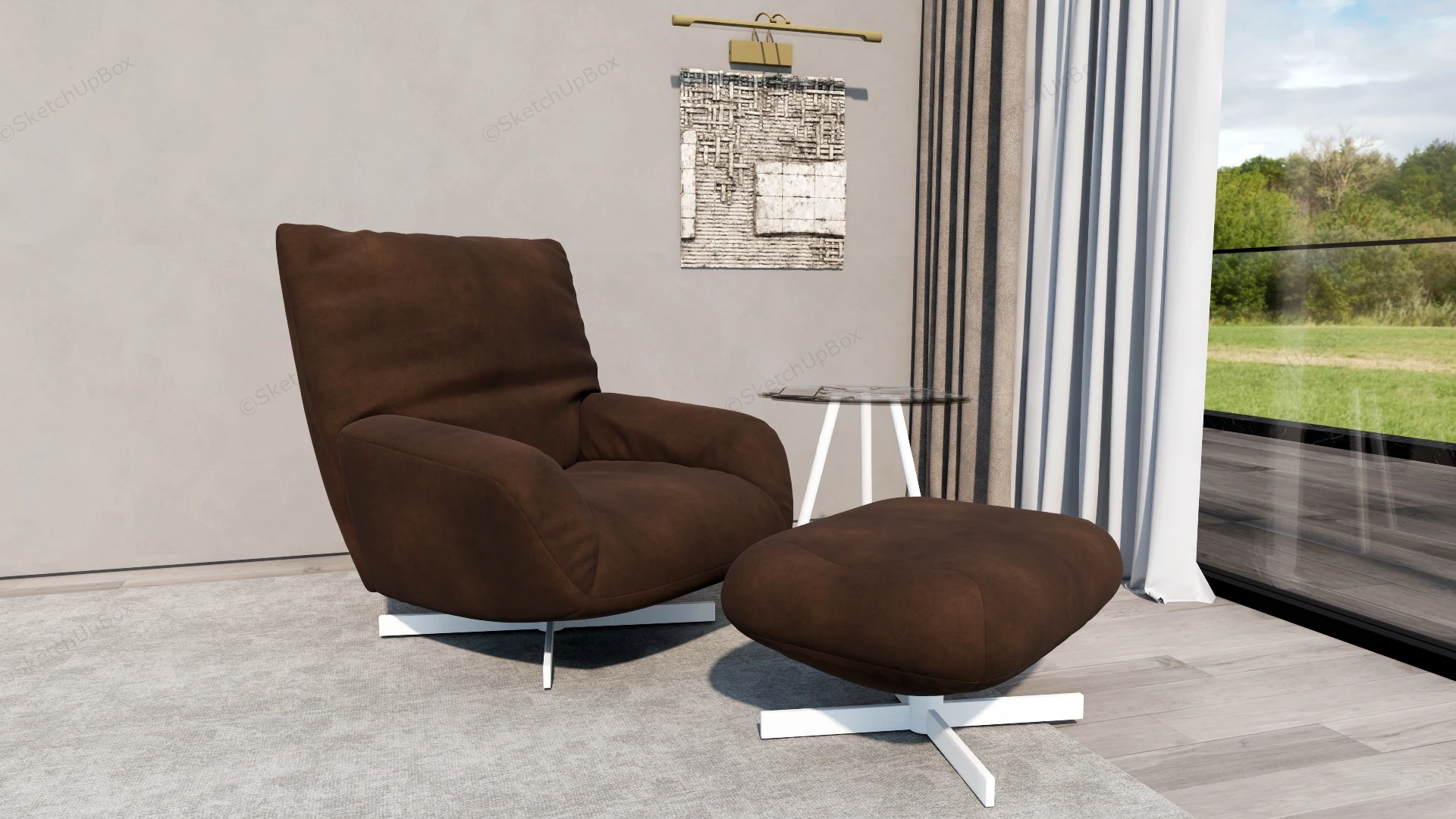 Lounge Chair And Ottoman sketchup model preview - SketchupBox