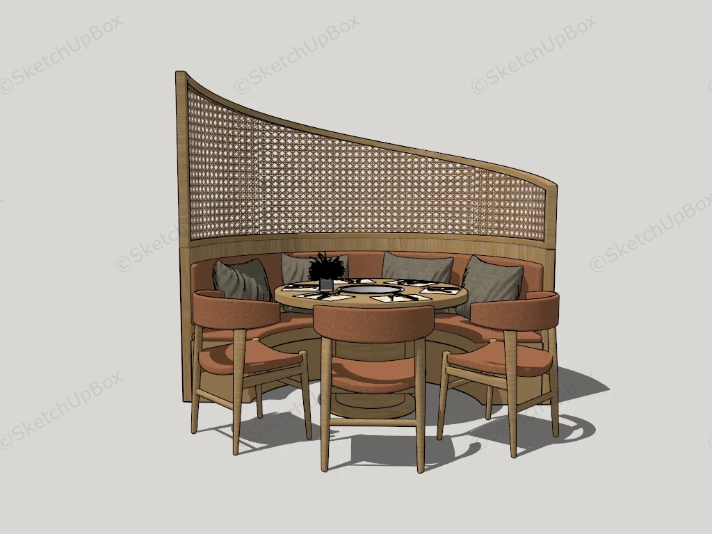 Round Wood Booth Seating sketchup model preview - SketchupBox