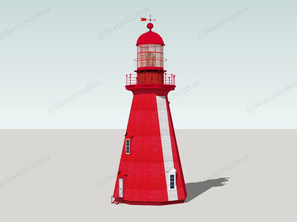 Red Lighthouse sketchup model preview - SketchupBox