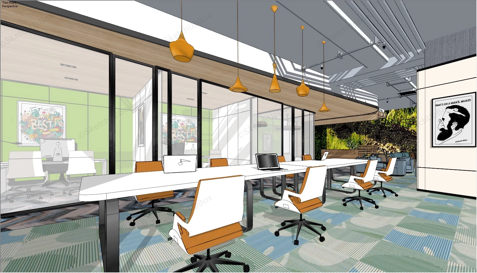 Creative Office Interior Design sketchup model preview - SketchupBox