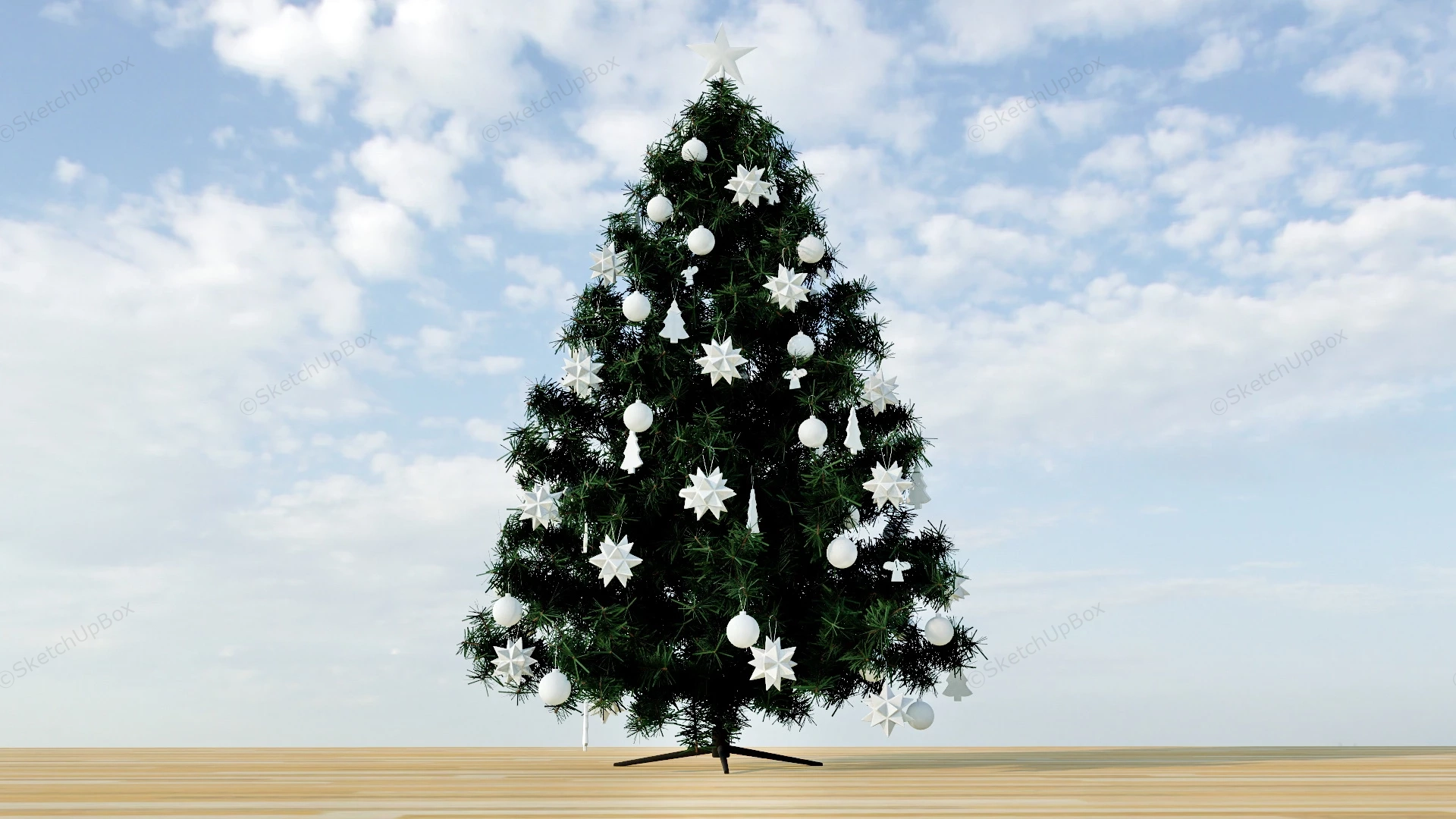 Christmas Tree With Sliver Decor sketchup model preview - SketchupBox