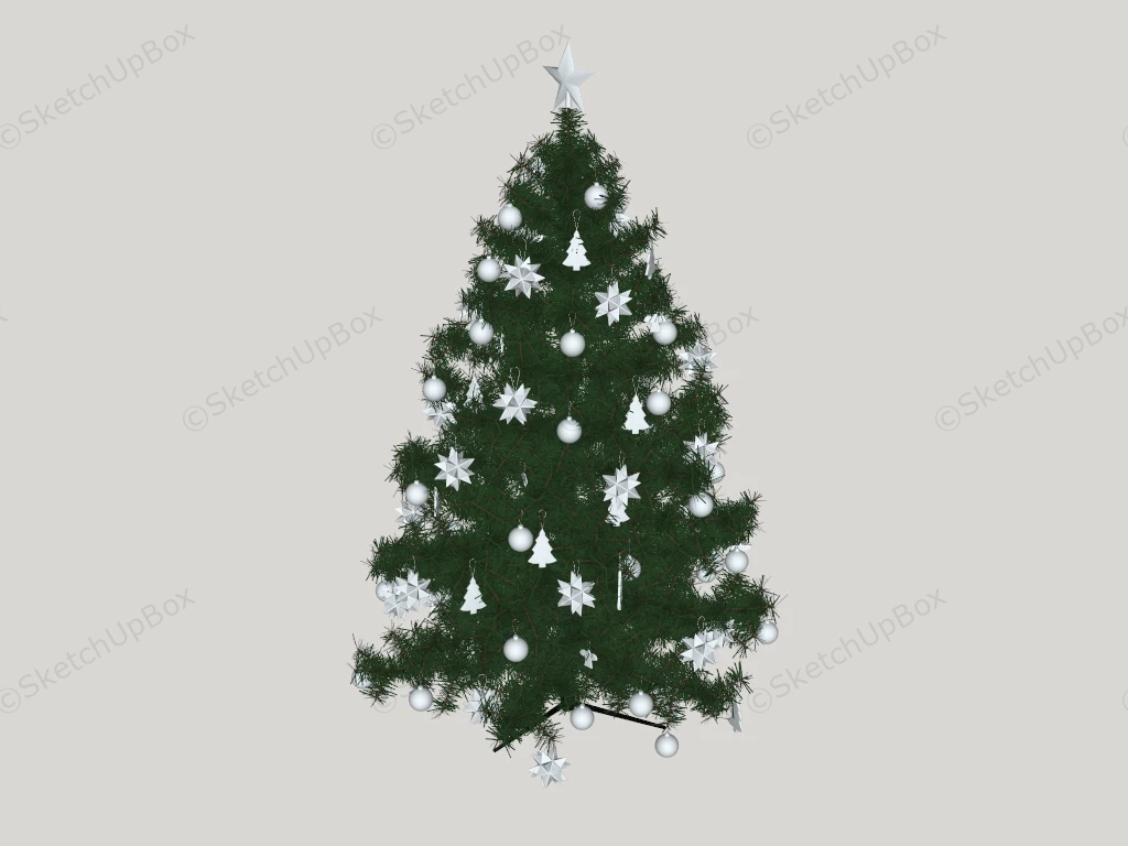 Christmas Tree With Sliver Decor sketchup model preview - SketchupBox