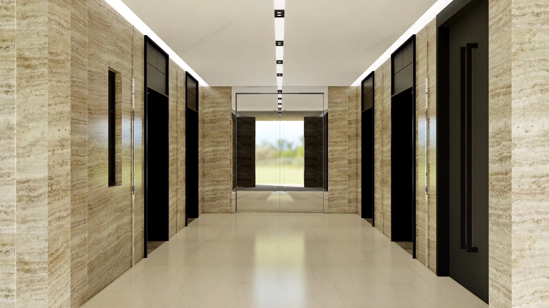 Elevator Lobby Design sketchup model preview - SketchupBox