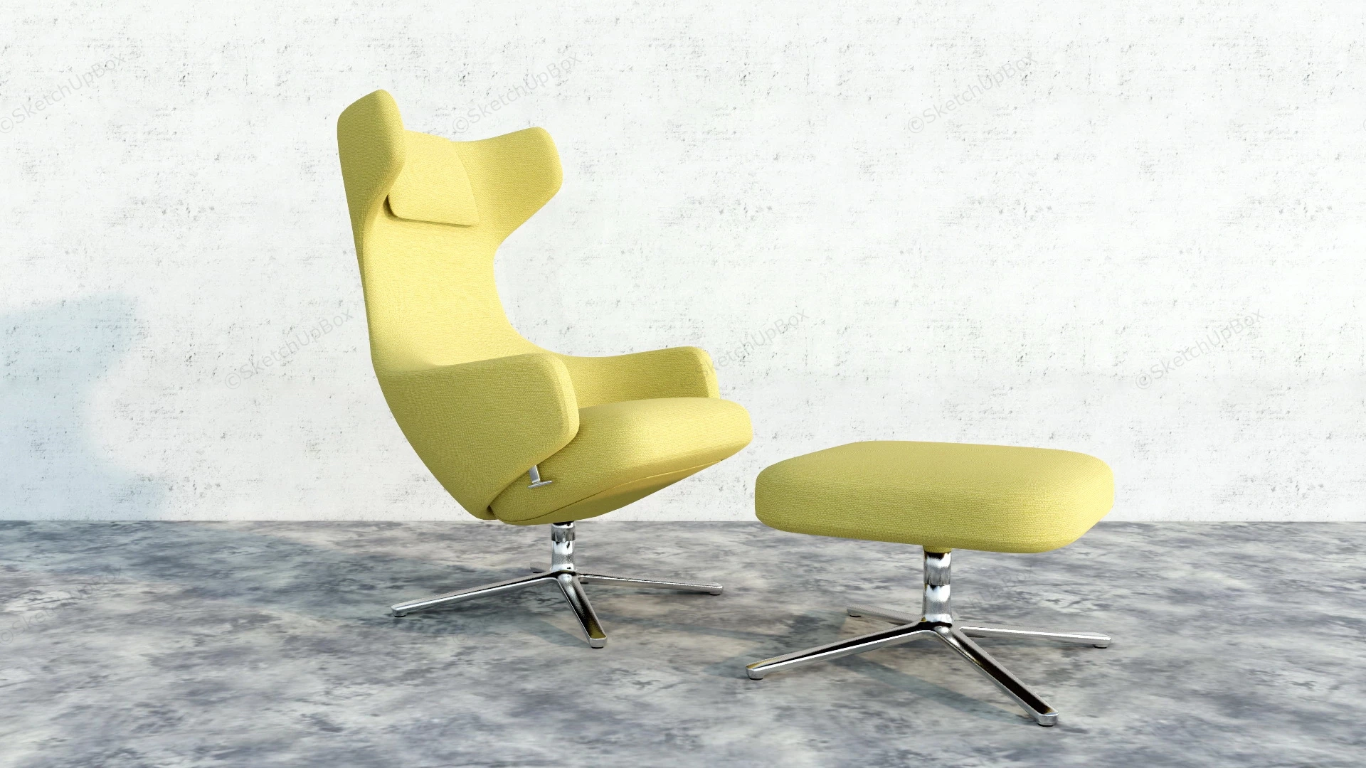 Yellow Lounge Chair & Ottoman sketchup model preview - SketchupBox