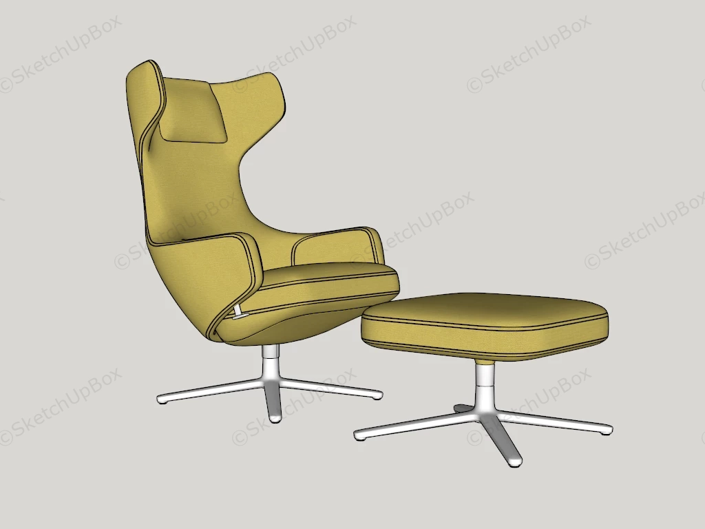 Yellow Lounge Chair & Ottoman sketchup model preview - SketchupBox