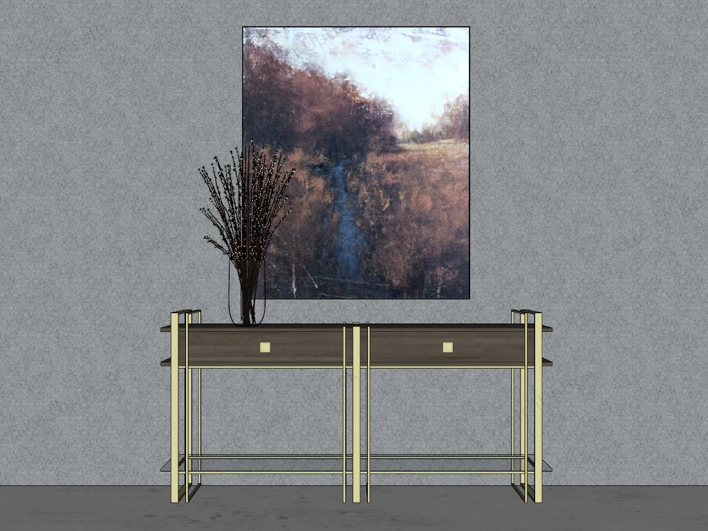 Mid Century Modern Console Table sketchup model preview - SketchupBox