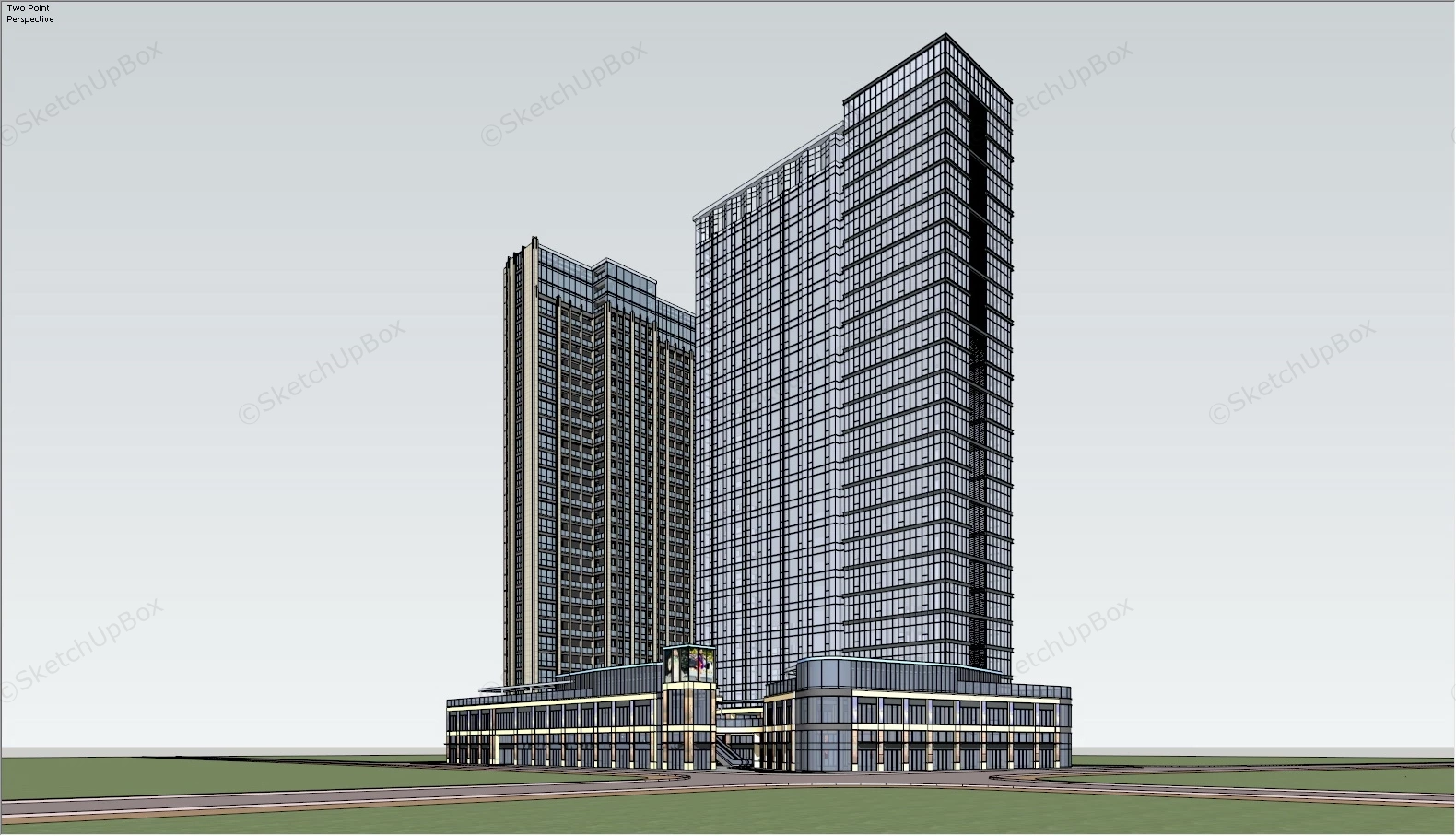 Office Modern High Rise Building sketchup model preview - SketchupBox