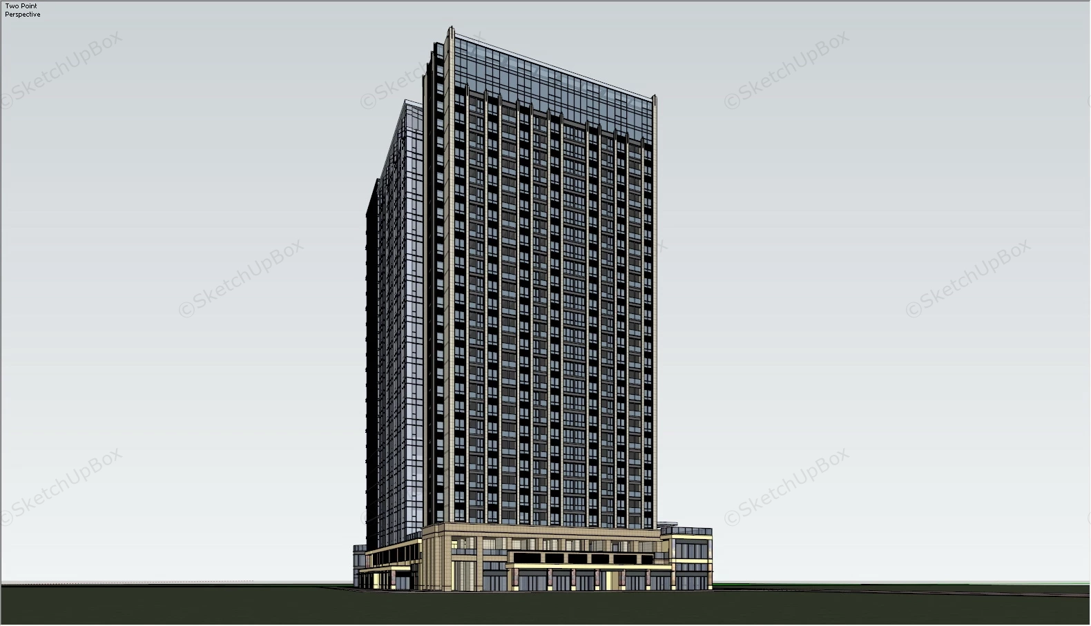 Office Modern High Rise Building sketchup model preview - SketchupBox