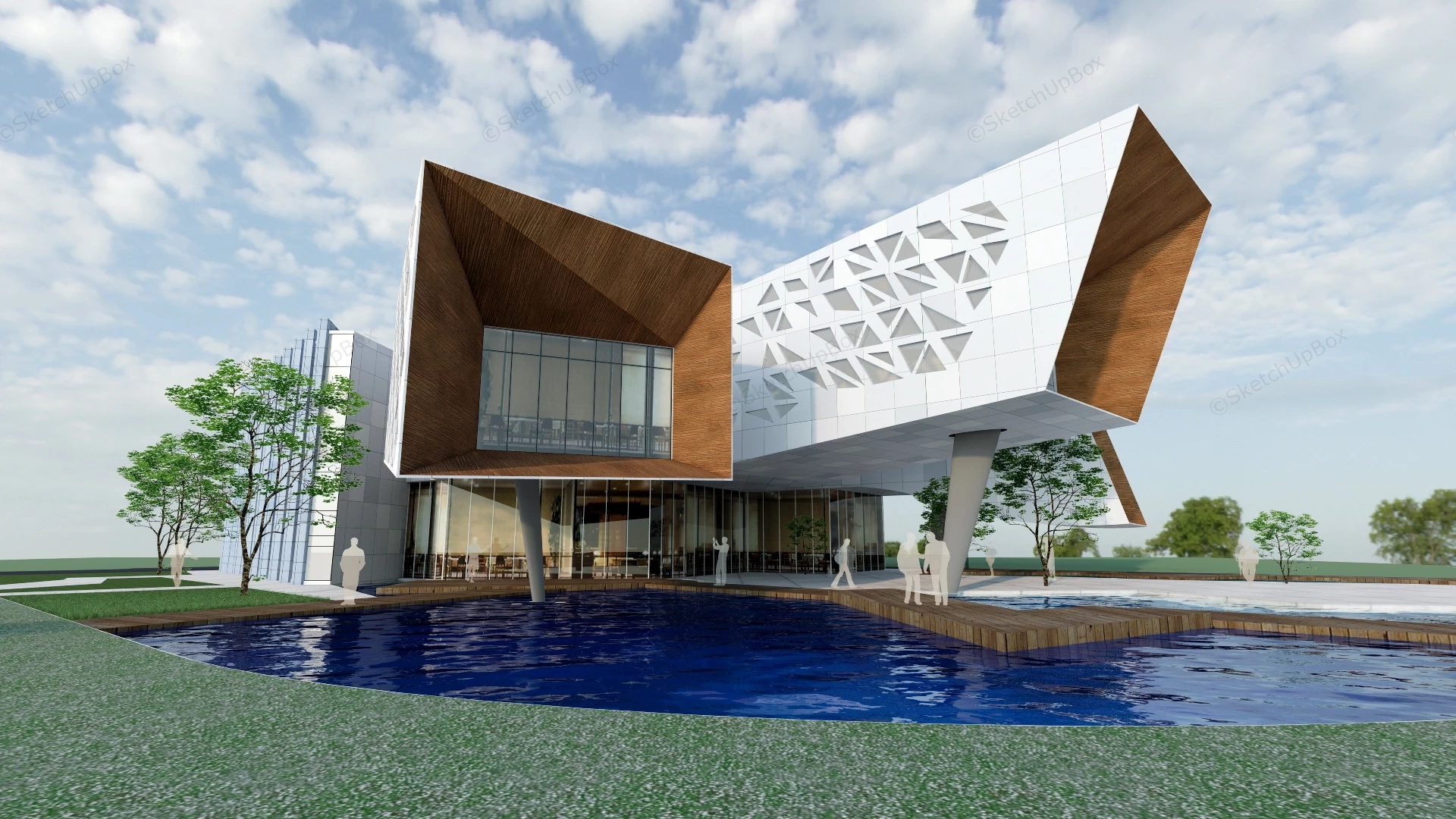 Contemporary Art Gallery Architecture sketchup model preview - SketchupBox