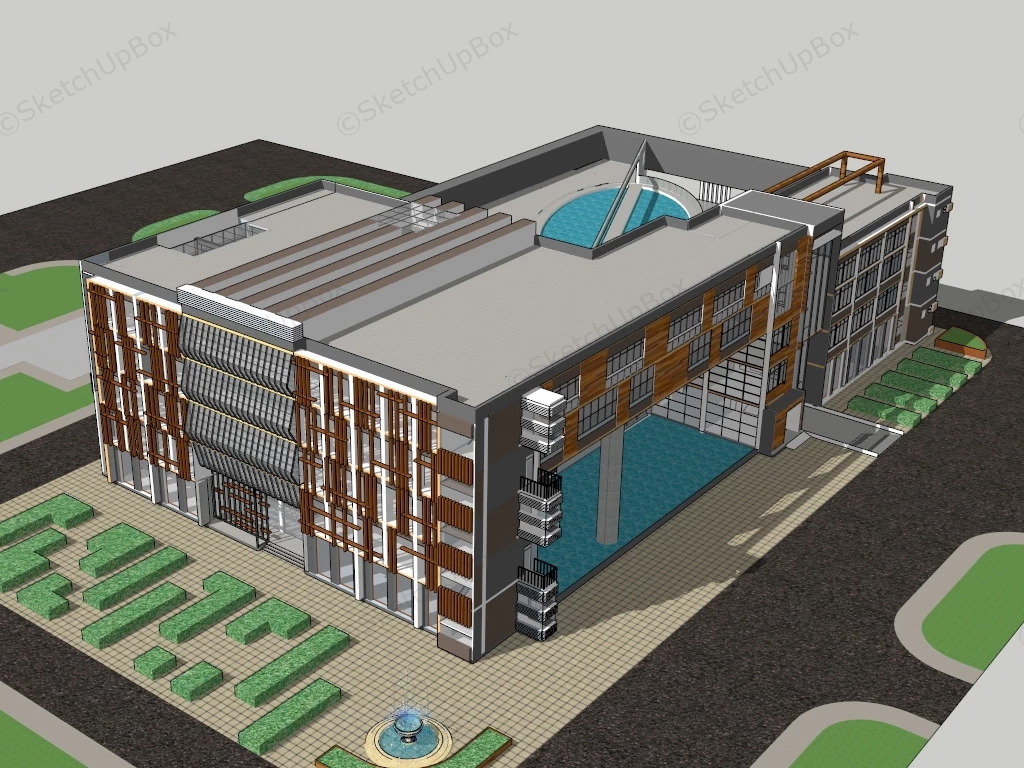 Library Design Concept Architecture sketchup model preview - SketchupBox