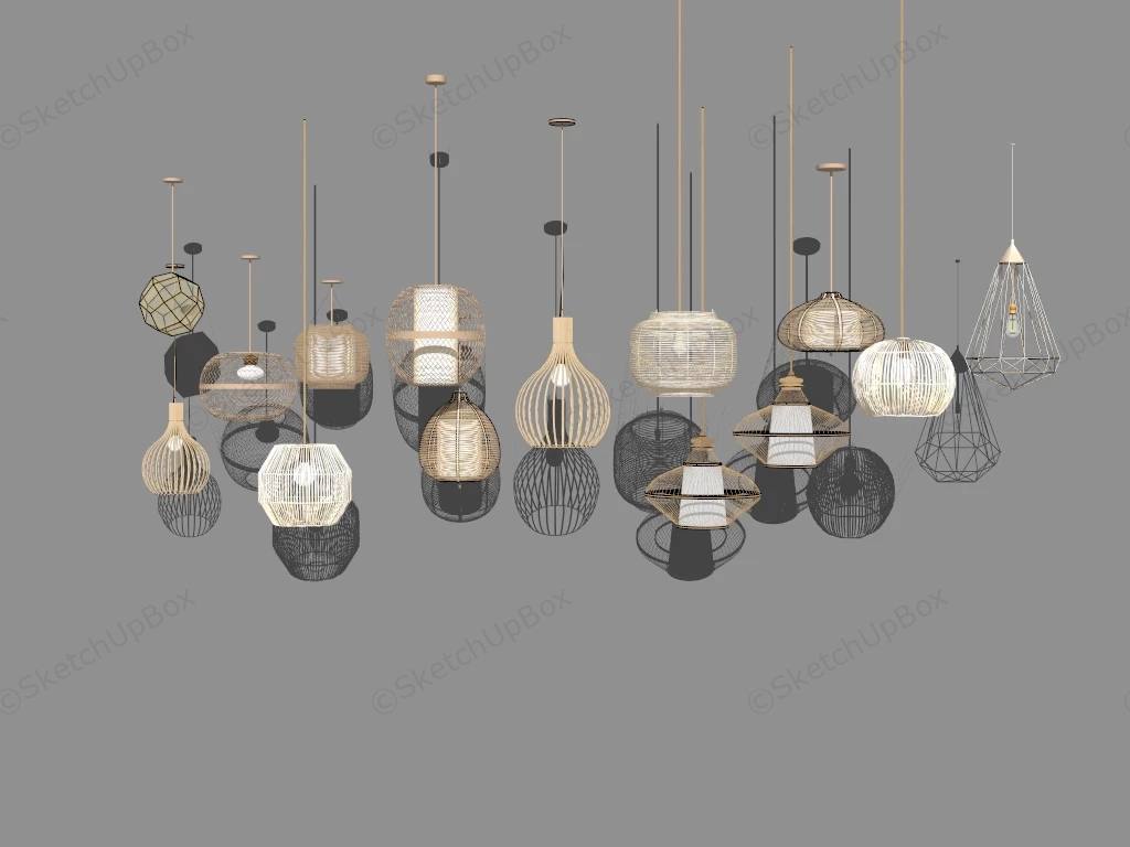 Bamboo Pendant Light Fixtures sketchup model preview - SketchupBox