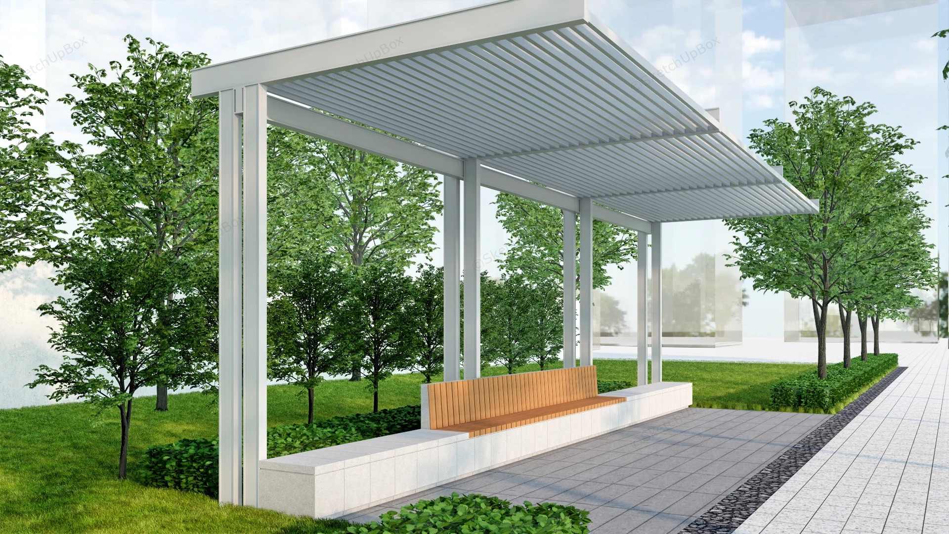 Urban Park Pergola sketchup model preview - SketchupBox