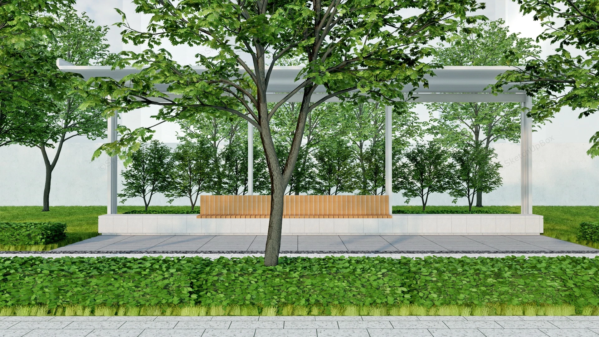 Urban Park Pergola sketchup model preview - SketchupBox