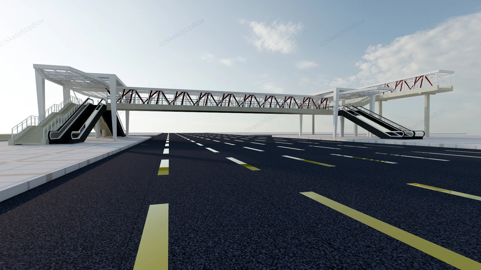 Pedestrian Overpass Design sketchup model preview - SketchupBox