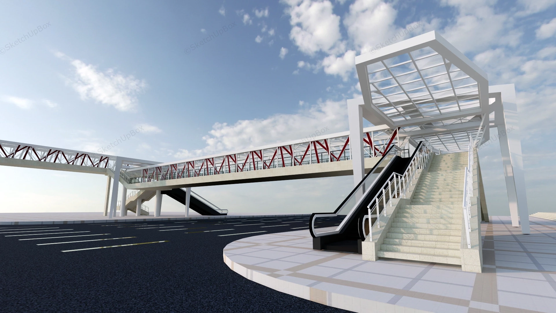 Pedestrian Overpass Design sketchup model preview - SketchupBox