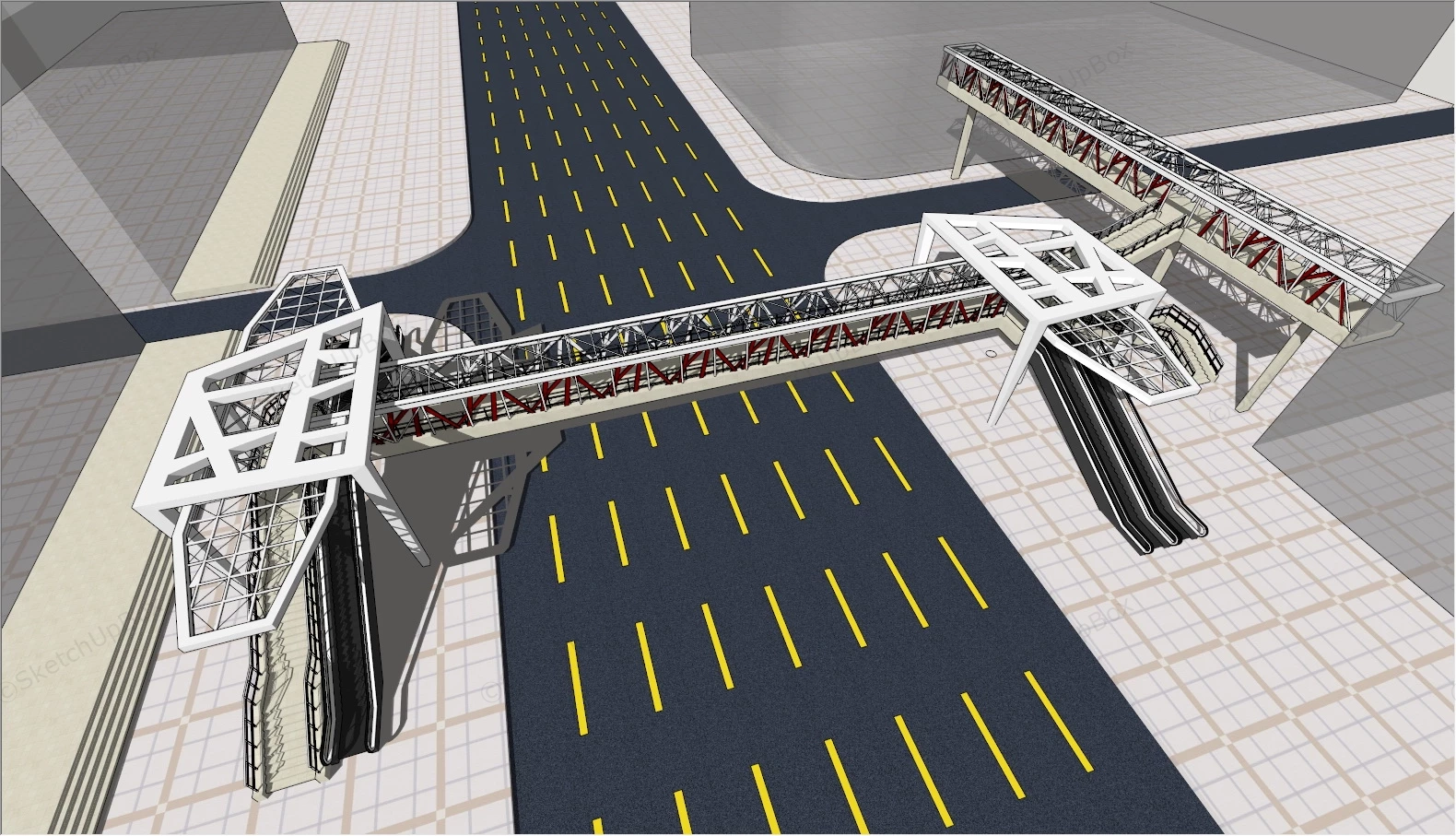 Pedestrian Overpass Design sketchup model preview - SketchupBox