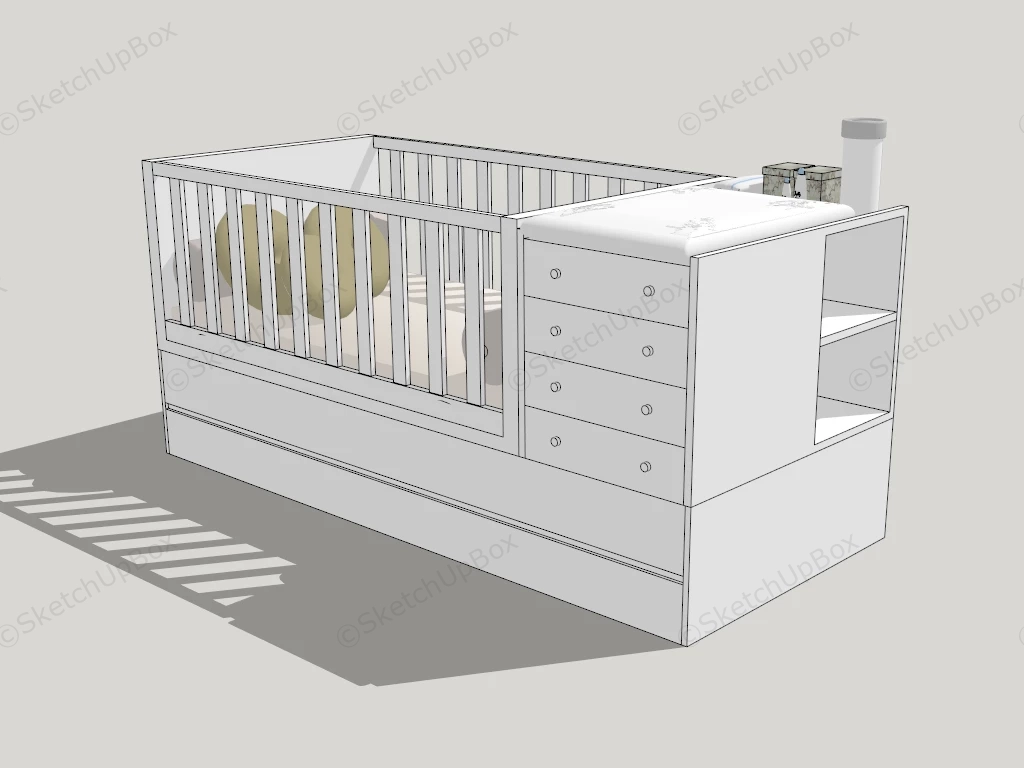 Baby Crib With Changing Table sketchup model preview - SketchupBox